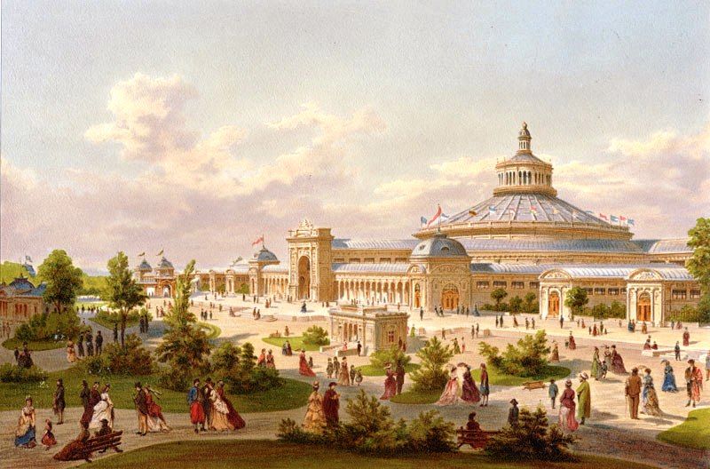 De entre los muchos edificios que se construyeron para la exposición  Universal de Viena en 1873,destacó la Rotunde, que fue erigido en el parque vienés de Prater.