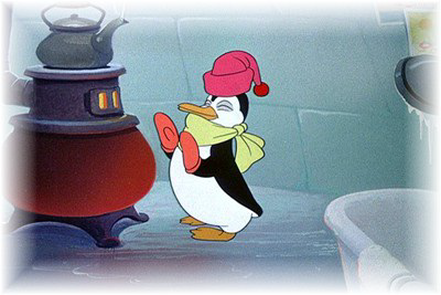 Pablo, el pingüino friolero. Ilustración original de la película Disney "Los tres caballeros"